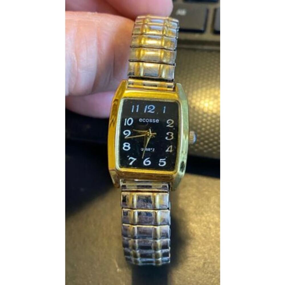 Women's Two Tone Ecosse Watch, Flex Band, Black Face